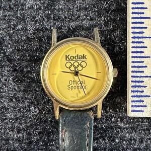 Vintage Kodak Olympic Games Official Sponsor Watch Yellow Dial Untested